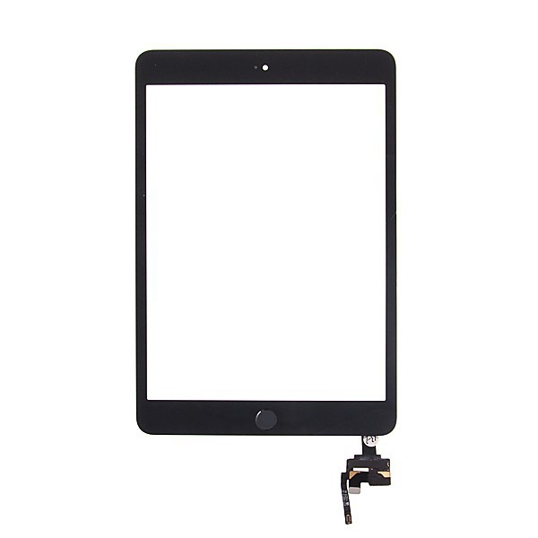 Dotykové sklo (touch screen) + IC konektor a flex s Home Buttonem pro Apple iPad mini 3 - černé - kvalita A