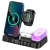 Stojan / bezdrôtová Qi nabíjačka 3v1 pre Apple iPhone / Watch / AirPods + lampa + hodiny - čierna