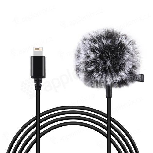 PULUZ mikrofón pre Apple iPhone / iPad - externý - klip-on - ASMR kondenzátor - lightning - čierny