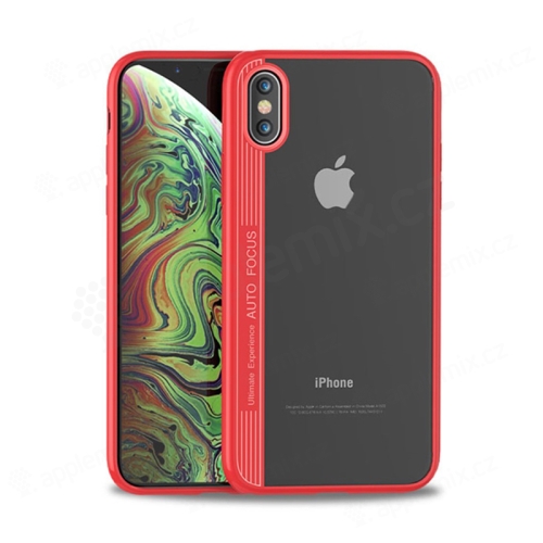 Kryt IPAKY pre Apple iPhone Xs Max - plast / guma - priehľadný / červený