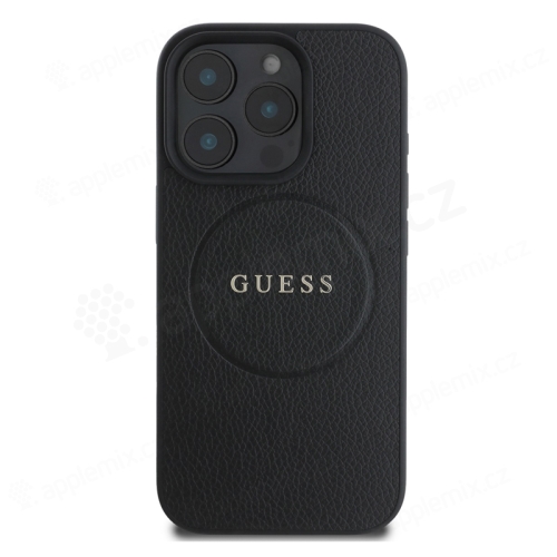 Kryt GUESS Grained Classic Logo pro Apple iPhone 16 Pro - podpora MagSafe - umělá kůže - černý