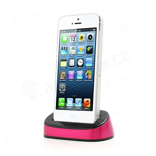 Dock (dokovací stanice) pro Apple iPhone 5 / 5S / SE - růžovo-černá