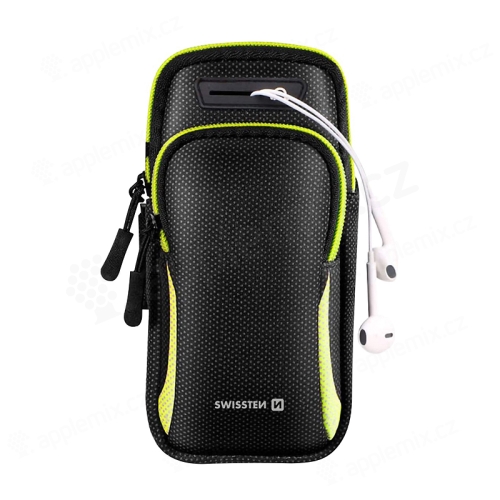 Sportovní pouzdro / brašna SWISSTEN Armbag pro Apple iPhone - na rameno - černá / zelená
