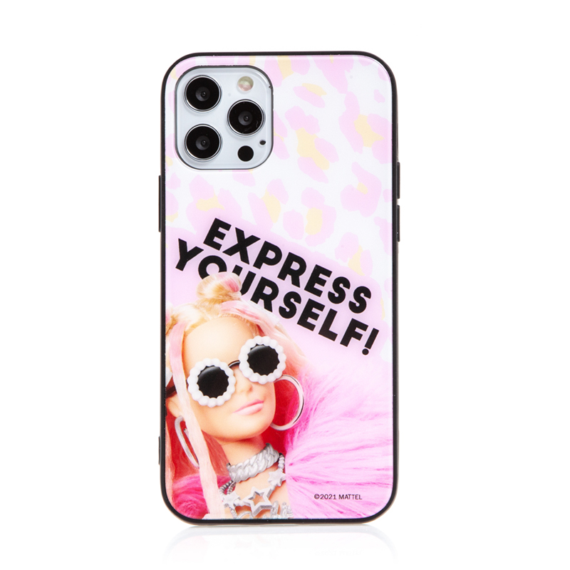 Kryt BARBIE pro Apple iPhone 12 / 12 Pro - Express Yourself - skleněný - růžový; MTPCBARBIE20504