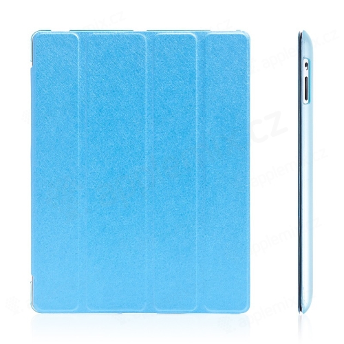 Puzdro + Smart Cover pre Apple iPad 2. / 3. / 4. generácie - modré priehľadné - elegantná textúra