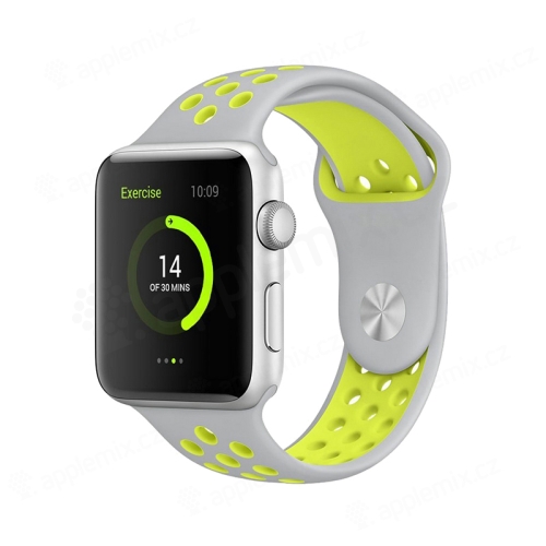 Řemínek pro Apple Watch Ultra 49mm / 46mm / 45mm / 44mm / 42mm - silikonový - šedý / žlutý - (M/L)