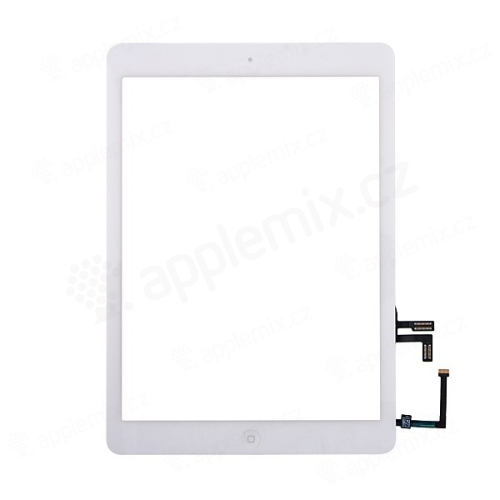 Dotykový displej s flex káblom a tlačidlom Domov pre Apple iPad Air 1. generácie - biely - Kvalita A+