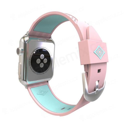 Remienok pre Apple Watch 41 mm / 40 mm / 38 mm - silikónový - ružový / zelený prúžok