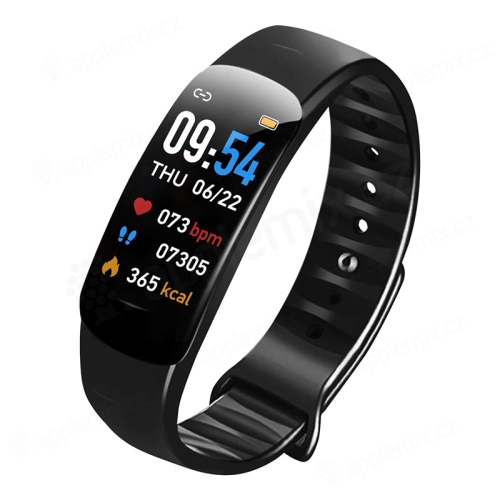 Športový fitness náramok - monitor krvného tlaku / krokomer / monitor srdcového tepu - Bluetooth - vodotesný - modrý