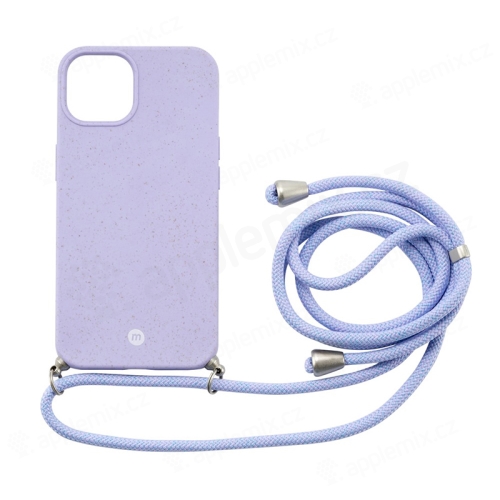 Kryt MOMAX pre Apple iPhone 13 mini - slamka - šnúrka na zavesenie - gumový - fialový