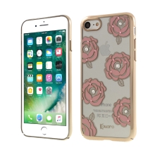 Kryt KAVARO pro Apple iPhone 7 / 8 / SE (2020) / SE (2022) - plastový - růže a kamínky - zlatý / průhledný