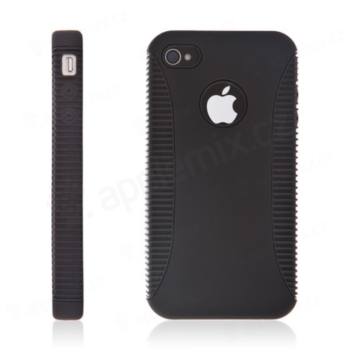 Dvoubarevný dvoudílný kryt pro Apple iPhone 4 - černo-černý