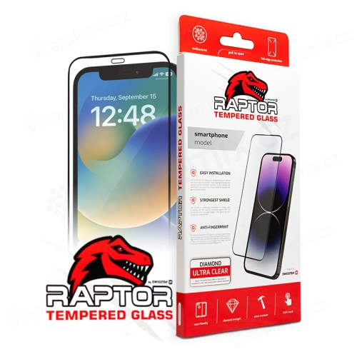 Tvrdené sklo SWISSTEN Raptor pre Apple iPhone 16 - číre - 3D