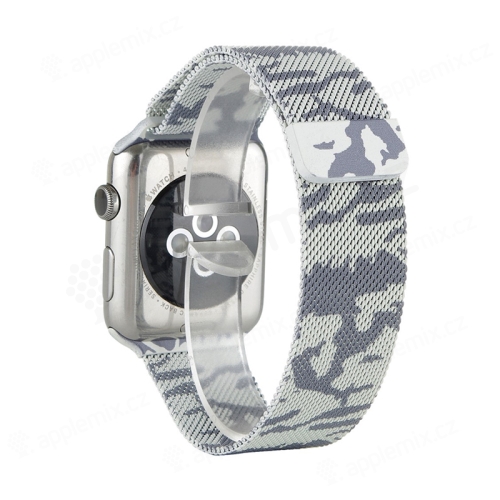 Remienok pre Apple Watch Ultra 49 mm / 45 mm / 44 mm / 42 mm - magnetický - z nehrdzavejúcej ocele - maskáčový - strieborný / čierny