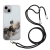Kryt pro Apple iPhone 13 mini - mramorová textura - šňůrka - gumový - šedý