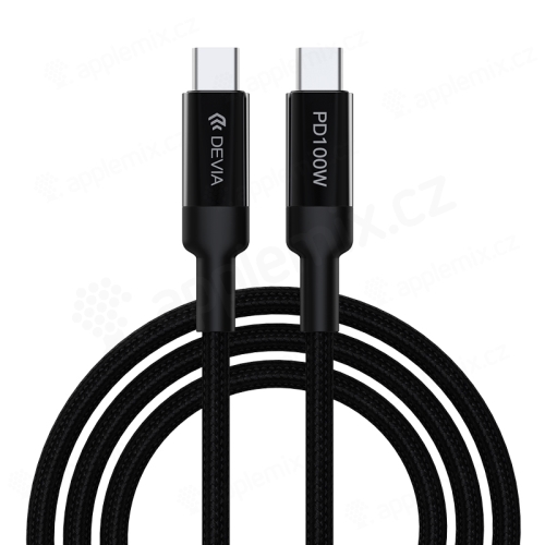 DEVIA USB-C / USB-C synchronizačný a nabíjací kábel - 100 W - 1,5 m - čierny