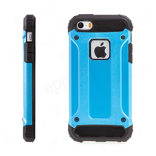 Kryt pro Apple iPhone 5 / 5S / SE - plasto-gumový / antiprachové záslepky - modrý