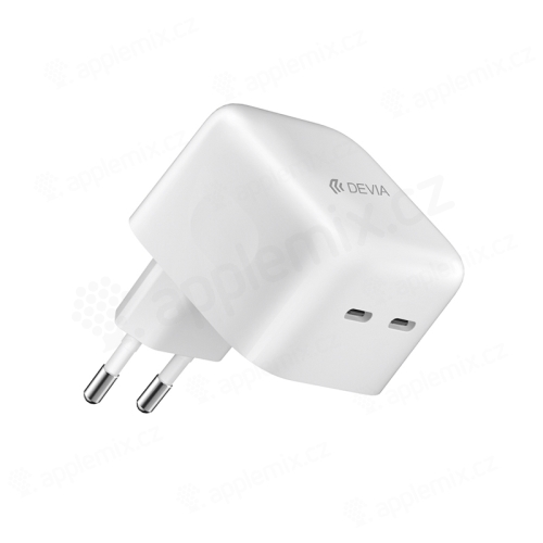 Nabíjačka/adaptér DEVIA pre Apple iPhone/iPad - GaN - 2x USB-C - 35W - biela