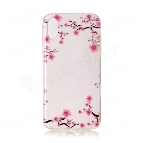 Kryt pre Apple iPhone X / Xs - gumový - kvitnúca sakura