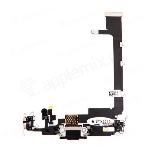 Napájací a dátový konektor s flex káblom + mikrofóny pre Apple iPhone 11 Pro Max - sivý - kvalita A+