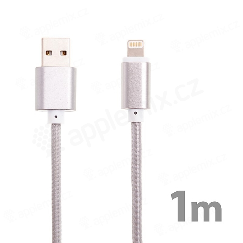 Synchronizační a nabíjecí kabel Lightning pro Apple iPhone / iPad / iPod - nylonový - šedý - 1m