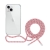 SPELLO Crossbody kryt pre Apple iPhone 15 Plus - gumový - priehľadný - ružový kábel