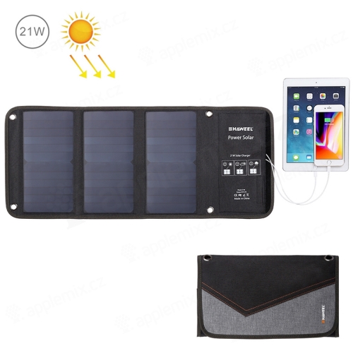 Solárna nabíjačka HAWEEL pre Apple a iné zariadenia - USB-A (5V / 2,9A) - vonkajšia - skladacia - čierna