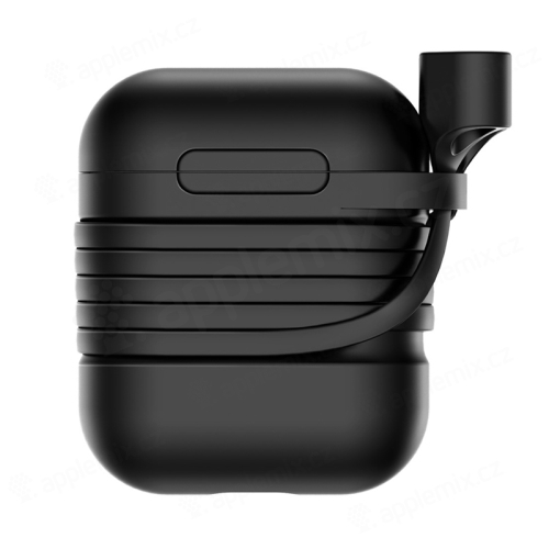 BASEUS puzdro / puzdro + šnúrka na zavesenie pre Apple AirPods - silikónové - čierne