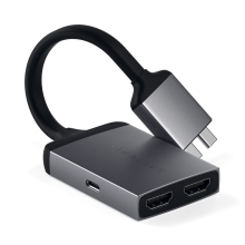 Přepojka / redukce SATECHI pro Apple MacBook - 2x USB-C na USB-C + 2x HDMI - šedá
