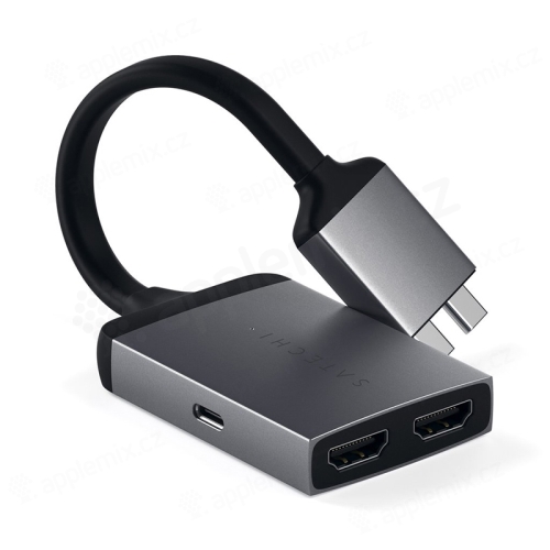 SATECHI konektor/redukcia pre Apple MacBook - 2x USB-C na USB-C + 2x HDMI - sivá