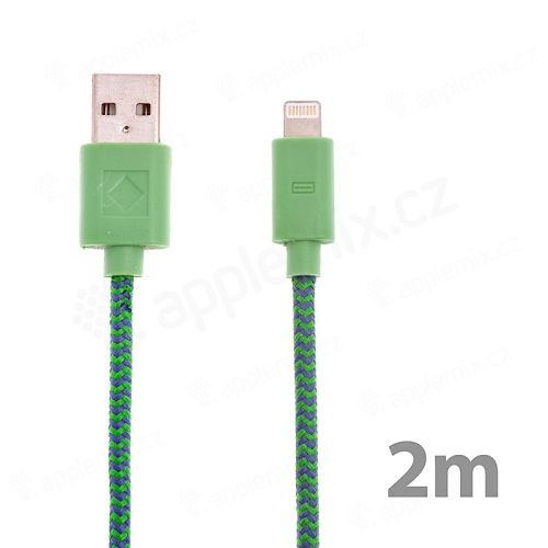 Synchronizační a nabíjecí kabel Lightning pro Apple iPhone / iPad / iPod - tkanička - zelený - 2m