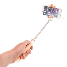Selfie tyč teleskopická - kabelová spoušť - 3,5mm jack - oranžová