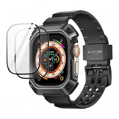 Kryt / pouzdro SUPCASE pro Apple Watch Ultra / Ultra 2 49mm - celotělové + řemínek + 2x sklo - černý