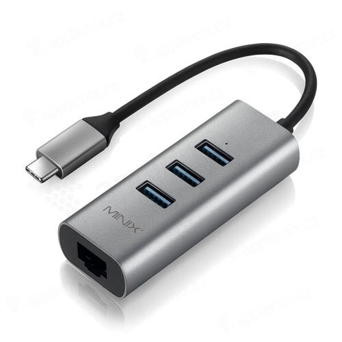Přepojka / adaptér / rozbočovač - USB-C na 3x USB-A + gigabit ethernet 100/1000 Mbps
