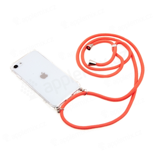 Kryt pro Apple iPhone 7 / 8 / SE (2020) / SE (2022) - červená šňůrka - plastový / gumový - průhledný