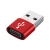 Redukce / adaptér USB-C samice / USB-A samec - oválná - červená