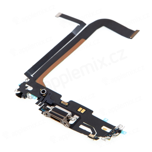 Napájecí a datový konektor s flex kabelem + mikrofony pro Apple iPhone 13 Pro Max - zlatý - kvalita A+