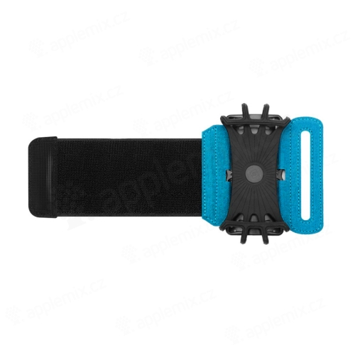 Sportovní držák / pouzdro pro Apple iPhone - látkové / silikonové - pásek na ruku - černé / modré