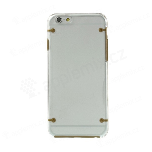 Plasto-gumový kryt pro Apple iPhone 6 / 6S - průhledný + hnědý rámeček