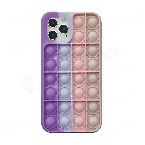 Kryt pre Apple iPhone 12 / 12 Pro - bubliny "Pop it" - silikónový - ružový / fialový