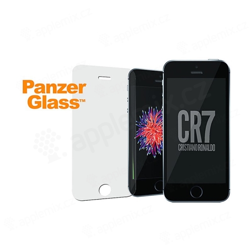 Tvrzené sklo (Tempered Glass) PANZERGLASS CR7 pro Apple iPhone 5 / 5S / 5C / SE - přední - 2,5D hrana - logo CR7 - 0,4mm
