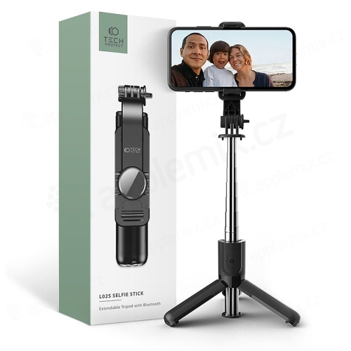 Selfie tyč / monopod + stativ / tripod TECH-PROTECT - Bluetooth spoušť - plastová - černá