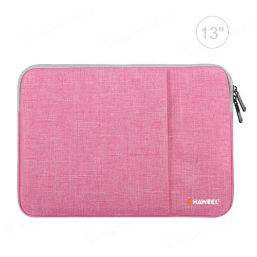 Pouzdro se zipem HAWEEL pro Apple MacBook Air 13" / Pro 13" - postranní kapsa - růžové