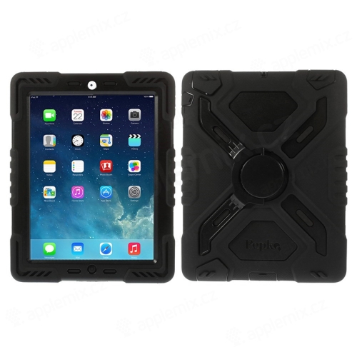 Pepkoo puzdro pre Apple iPad 2 / 3 / 4 - plast / silikón - otočný stojan - predná ochranná vrstva - čierne