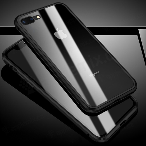Kryt pre Apple iPhone 7 Plus / 8 Plus - 360° ochrana - magnetické pripevnenie - sklo / kov - čierny