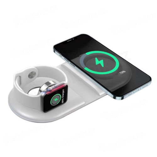 2v1 bezdrátová nabíječka Qi / nabíjecí podložka pro Apple iPhone / Watch - podpora MagSafe