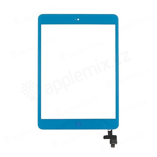 Dotykové sklo (digi displej) + konektor IC a flex s tlačidlom Home Button pre Apple iPad mini / mini 2 (Retina) - modré