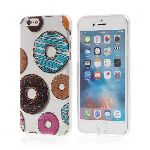 Kryt pre Apple iPhone 6 / 6S gumový - priehľadný - donuty