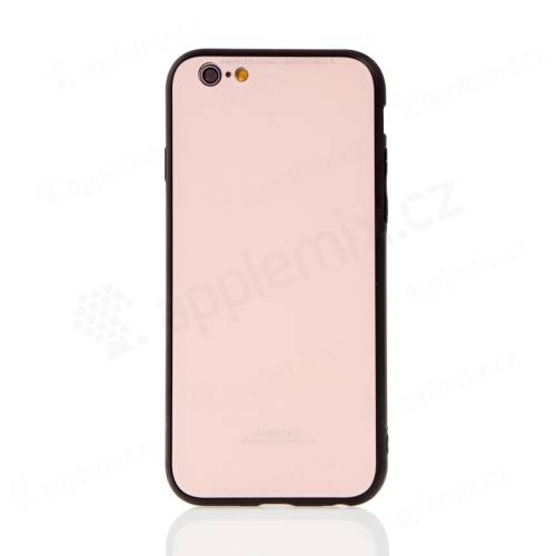 Kryt FORCELL pro Apple iPhone 6 / 6S - gumový / skleněný - černý / růžový