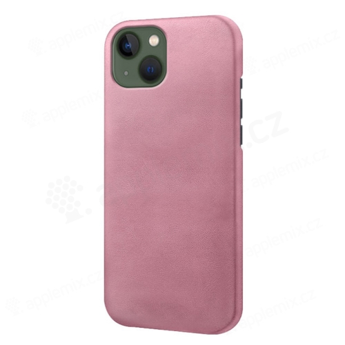 Kryt pro Apple iPhone 15 - plastový / umělá kůže - Rose Gold růžový